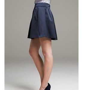 Banana Republic blue ribbed satin skater skirt